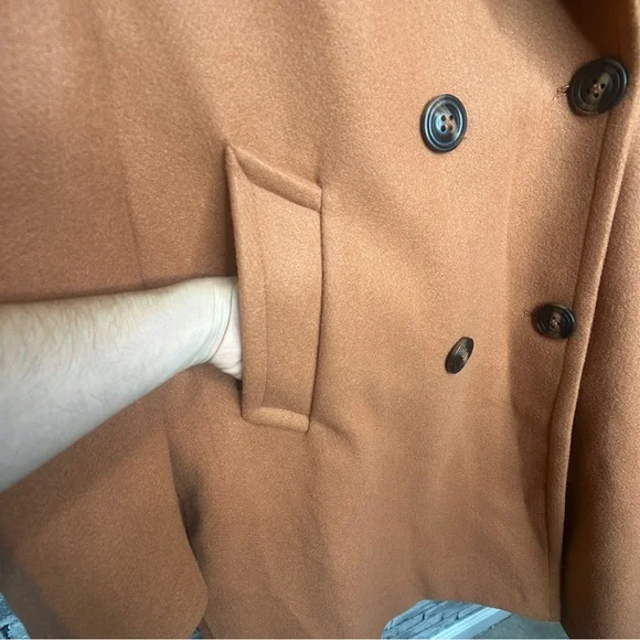 EUC XULIKU Women's Brown Double-Breasted Trench Coat Faux Fur Collar Size XXL - Picture 4 of 16